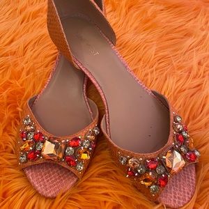 Nine West Woven Bedazzled Orange Heels